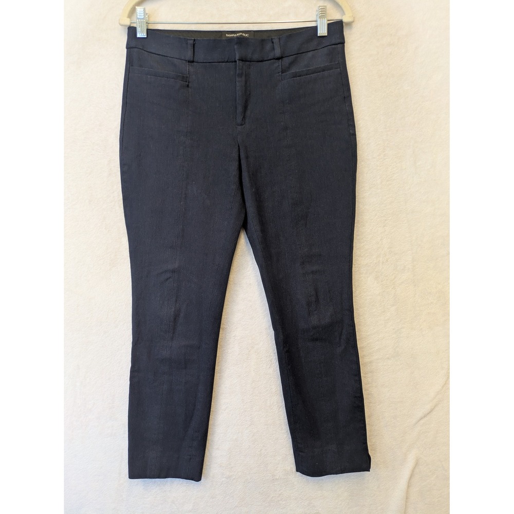 Banana Republic Sloan Crop Pants Women's 4 Navy Blue Tailored Slim Stretch